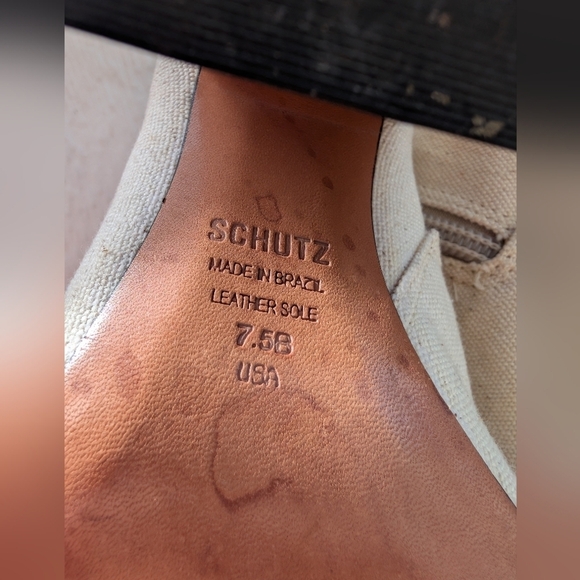 SCHUTZ Neutral Boho Open Toe Wood Heel Booties Women's Size 7.5 - Picture 6 of 8